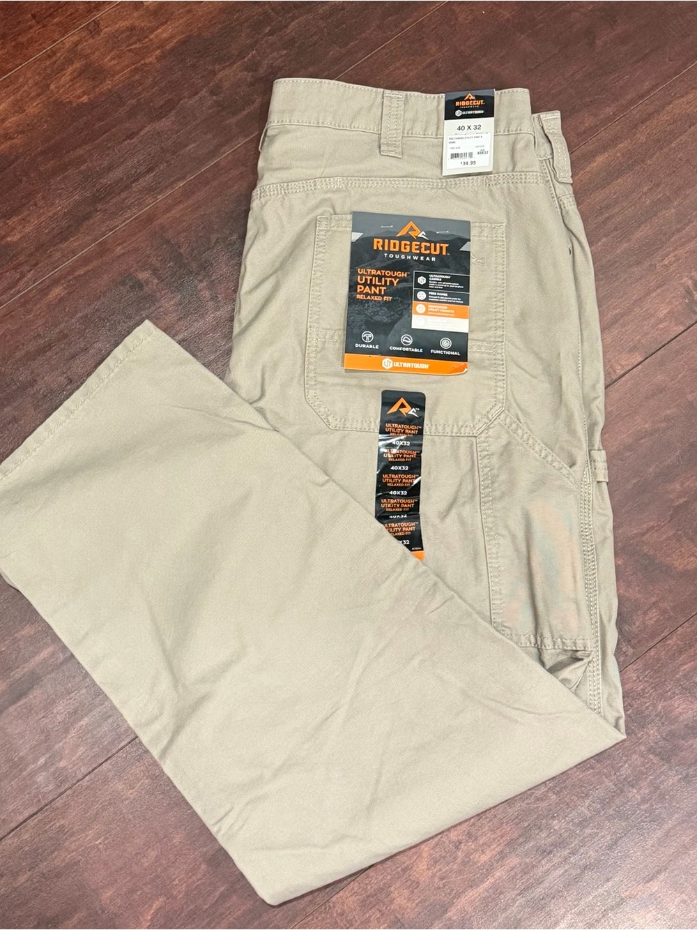 Ridgecut Toughwear Men’s Tan Utility Work Pants size 40x32 NWT
